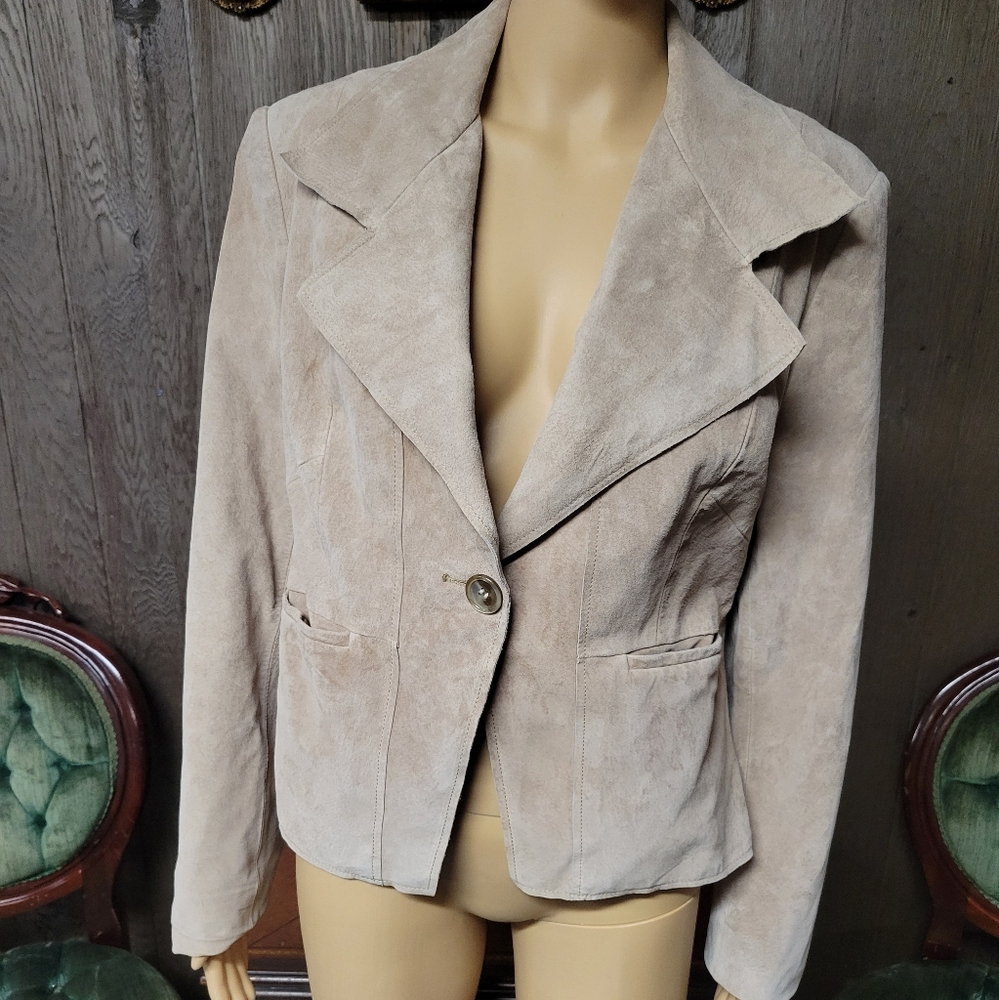 Leather Blazer Beige